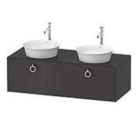 Duravit White Tulip meuble sous-vasque WT4983BH1H1 130 x 55 cm, Graphit brillant, 2000 , match2 coulissant avec poignée, vasque des deux côtés