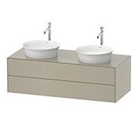 Duravit Meuble sous-vasque Tulip blanc WT4988B6060 130 x 55 cm, Taupe Seidenmatt , suspendu, 2 tiroirs, 2000 , vasque des deux côtés