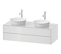 Duravit Meuble sous-vasque Tulip blanc WT4988B8585 130 x 55 cm, Weiß Hochglanz , suspendu, 2 tiroirs, 2000 , vasque des deux côtés