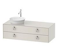 Duravit White Tulip meuble sous-vasque WT4992L3939 130 x 55 cm, Nordic Weiß Seidenmatt , suspendu, 2 tiroirs avec poignée, vasque à gauche