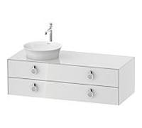 Duravit Meuble sous-vasque Tulip blanc WT4992L8585 130 x 55 cm, Weiß Hochglanz , suspendu, 2 tiroirs avec poignée, vasque à gauche