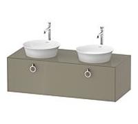 Duravit White Tulip vasque match0 WT4983BH2H2 130 x 55 cm, 2000 pierre brillant, suspendu, coulissant match2 avec poignée, vasque des deux côtés