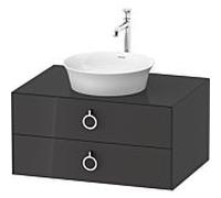 Duravit White Tulip vasque match0 WT49900H1H1 80 x 55 cm, Graphit brillant, suspendu, 2 tiroirs avec poignée, plaque console 2000