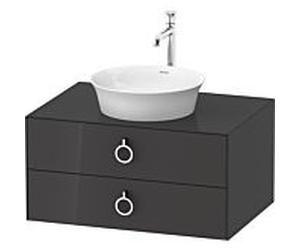 Duravit White Tulip vasque match0 WT49900H1H1 80 x 55 cm, Graphit brillant, suspendu, 2 tiroirs avec poignée, plaque console 2000