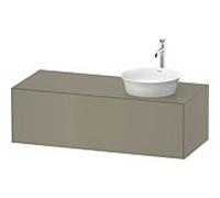 Meuble sous-vasque Tulip blanc Duravit WT4977RH2H2 130 x 55 cm, gris pierre brillant, montage mural, coulissant 2000 , console 2000 , vasque à droite
