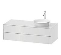 Duravit White Tulip WT4987R8585 130 x 55 cm, Blanc Brillant , suspendu, 801 tiroirs, 2000 panneau console, vasque à droite