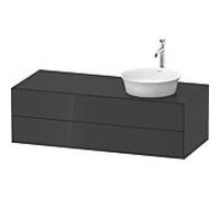 Duravit White Tulip meuble sous-vasque WT4987RH1H1 130 x 55 cm, Graphit brillant, suspendu, 2 tiroirs, dessus de console 2000 , vasque à droite