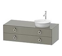 Duravit White Tulip WT4992R9292 130 x 55 cm, Steingrau Seidenmatt , suspendu, 801 tiroirs avec poignée, vasque à droite