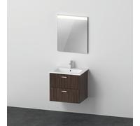 Duravit Xbase, ensemble de meubles muraux, avec miroir LED, lavabo et meuble sous-lavabo, largeur 600 mm, XB007005353, Couleur: Décor marron foncé