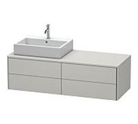 Duravit XSquare Meuble sous lavabo XS4913L0707 140x40x54,8cm, 4 tiroirs, gauche, gris béton mat
