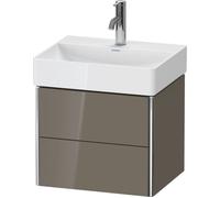 Duravit XSquare meuble sous-lavabo Compact mural 48,4x39,0 cm, 2 tiroirs, pour lavabo DuraSquare 235650, XS430508989, Couleur: Laque haute brillance Gris Flanelle