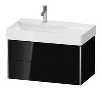 Duravit XSquare meuble sous-lavabo mural 78,4x46,0 cm, 2 tiroirs, pour lavabo DuraSquare 234880 lavabo gauche, XS416804040, Couleur: Laque noire brillante