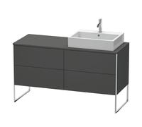 Duravit XSquare Meuble sous-lavabo sur console au sol, 4 tiroirs, vasque à droite, 1400x778x548mm, XS4923R4949, Couleur: Décor graphite mat