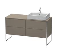 Duravit XSquare Meuble sous-lavabo sur console au sol, 4 tiroirs, vasque à droite, 1400x778x548mm, XS4923R9090, Couleur: Flanelle Vernis gris satiné mat soyeux