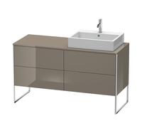 Duravit XSquare Meuble sous-lavabo sur console au sol, 4 tiroirs, vasque à droite, 1400x778x548mm, XS4923R8989, Couleur: Laque haute brillance Gris Flanelle