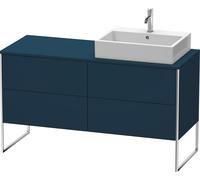 Duravit XSquare Meuble sous-lavabo sur console au sol, 4 tiroirs, vasque à droite, 1400x778x548mm, XS4923R9898, Couleur: Laque mat soyeuse bleu nuit