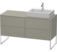 Duravit XSquare Meuble sous-lavabo sur console au sol, 4 tiroirs, vasque à droite, 1400x778x548mm, XS4923R9292, Couleur: Gris pierre Vernis satiné mat Soie