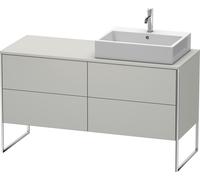 Duravit XSquare Meuble sous-lavabo sur console au sol, 4 tiroirs, vasque à droite, 1400x778x548mm, XS4923R0707, Couleur: Gris béton Gris mat