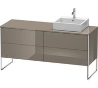 Duravit XSquare Meuble sous-lavabo sur console au sol, 4 tiroirs, vasque à droite, 1600x778x548mm, XS4924R8989, Couleur: Laque haute brillance Gris Flanelle