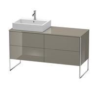 Duravit XSquare Meuble sous-lavabo sur console au sol, 4 tiroirs, vasque à gauche, 1400x778x548mm, XS4923L8989, Couleur: Laque haute brillance Gris Flanelle