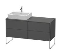 Duravit XSquare Meuble sous-lavabo sur console au sol, 4 tiroirs, vasque à gauche, 1400x778x548mm, XS4923L4949, Couleur: Décor graphite mat