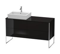 Duravit XSquare Meuble sous-lavabo sur console au sol, 4 tiroirs, vasque à gauche, 1400x778x548mm, XS4923L4040, Couleur: Laque noire brillante