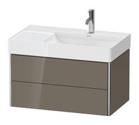 Duravit XSquare Meuble sous-lavabo suspendu, 2 tiroirs, vasque à droite, 784x397x460mm, XS416908989, Couleur: Laque haute brillance Gris Flanelle