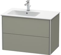 Duravit XSquare Meuble sous-lavabo suspendu, 2 tiroirs, vasque à gauche, 810x560x478mm, XS417609292, Couleur: Gris pierre Vernis satiné mat Soie