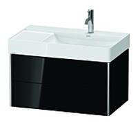Duravit XSquare Meuble sous lavabo XS416904040 78,4x39,7x46cm, 2 tiroirs, noir brillant