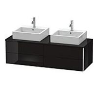 Duravit XSquare Meuble sous lavabo XS4916B4040 140x40x54,8cm, 4 tiroirs, double face, noir brillant