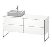 Duravit XSquare Meuble sous lavabo XS4924L1818 160x53,8x54,8cm, 4 tiroirs, gauche, tapis blanc
