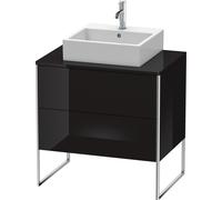 Duravit XSquare Meuble sous-vasque sur console au sol, 2 tiroirs, 800x778x548mm, XS492004040, Couleur: Laque noire brillante