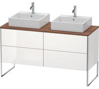 Duravit XSquare Meuble sous-vasque sur console au sol, pour deux vasques, 4 tiroirs, 1400x778x548mm, XS4926B8585, Couleur: Laque brillante blanche
