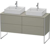 Duravit XSquare Meuble sous-vasque sur console au sol, pour deux vasques, 4 tiroirs, 1400x778x548mm, XS4926B9292, Couleur: Gris pierre Vernis satiné mat Soie