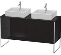 Duravit XSquare Meuble sous-vasque sur console au sol, pour deux vasques, 4 tiroirs, 1400x778x548mm, XS4926B4040, Couleur: Laque noire brillante