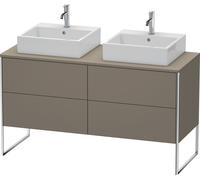 Duravit XSquare Meuble sous-vasque sur console au sol, pour deux vasques, 4 tiroirs, 1400x778x548mm, XS4926B9090, Couleur: Flanelle Vernis gris satiné mat soyeux