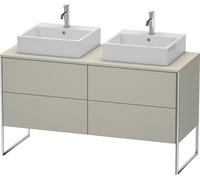 Duravit XSquare Meuble sous-vasque sur console au sol, pour deux vasques, 4 tiroirs, 1400x778x548mm, XS4926B6060, Couleur: Laque mate taupe soie