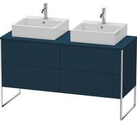 Duravit XSquare Meuble sous-vasque sur console au sol, pour deux vasques, 4 tiroirs, 1400x778x548mm, XS4926B9898, Couleur: Laque mat soyeuse bleu nuit