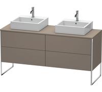 Duravit XSquare Meuble sous-vasque sur console au sol, pour deux vasques, 4 tiroirs, 1600x778x548mm, XS4927B9090, Couleur: Flanelle Vernis gris satiné mat soyeux