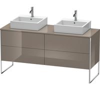 Duravit XSquare Meuble sous-vasque sur console au sol, pour deux vasques, 4 tiroirs, 1600x778x548mm, XS4927B8989, Couleur: Laque haute brillance Gris Flanelle