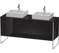 Duravit XSquare Meuble sous-vasque sur console au sol, pour deux vasques, 4 tiroirs, 1600x778x548mm, XS4927B4040, Couleur: Laque noire brillante