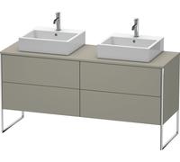 Duravit XSquare Meuble sous-vasque sur console au sol, pour deux vasques, 4 tiroirs, 1600x778x548mm, XS4927B9292, Couleur: Gris pierre Vernis satiné mat Soie