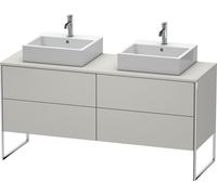 Duravit XSquare Meuble sous-vasque sur console au sol, pour deux vasques, 4 tiroirs, 1600x778x548mm, XS4927B0707, Couleur: Gris béton Gris mat