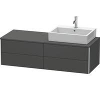 Duravit XSquare Meuble sous-vasque sur console suspendu, 4 tiroirs, vasque à droite, 1400x400x548mm, XS4913R4949, Couleur: Décor graphite mat