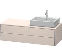 Duravit XSquare Meuble sous-vasque sur console suspendu, 4 tiroirs, vasque à droite, 1400x400x548mm, XS4913R9191, Couleur: Taupe mat