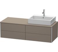 Duravit XSquare Meuble sous-vasque sur console suspendu, 4 tiroirs, vasque à droite, 1400x400x548mm, XS4913R9090, Couleur: Flanelle Vernis gris satiné mat soyeux