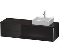 Duravit XSquare Meuble sous-vasque sur console suspendu, 4 tiroirs, vasque à droite, 1600x400x548mm, XS4914R4040, Couleur: Laque noire brillante