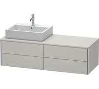 Duravit XSquare Meuble sous-vasque sur console suspendu, 4 tiroirs, vasque à gauche, 1400x400x548mm, XS4913L0707, Couleur: Gris béton Gris mat
