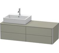 Duravit XSquare Meuble sous-vasque sur console suspendu, 4 tiroirs, vasque à gauche, 1400x400x548mm, XS4913L9292, Couleur: Gris pierre Vernis satiné mat Soie