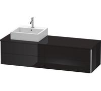 Duravit XSquare Meuble sous-vasque sur console suspendu, 4 tiroirs, vasque à gauche, 1600x400x548mm, XS4914L4040, Couleur: Laque noire brillante
